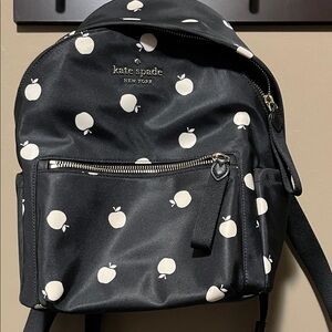 Kate Spade Black Backpack with White Apple Print